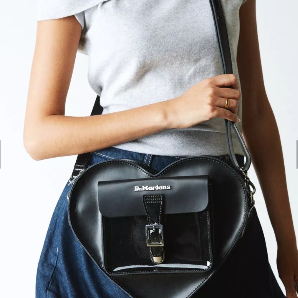 Dr. Martens Glossy Black Heart Crossbody Bag